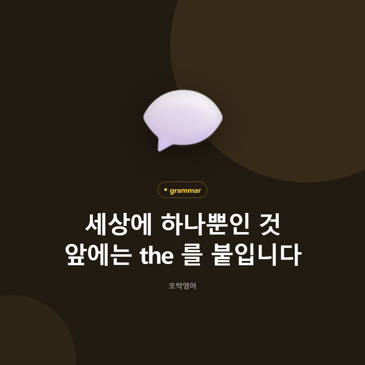세상에 하나뿐인 것 앞에는 the 를 붙입니다