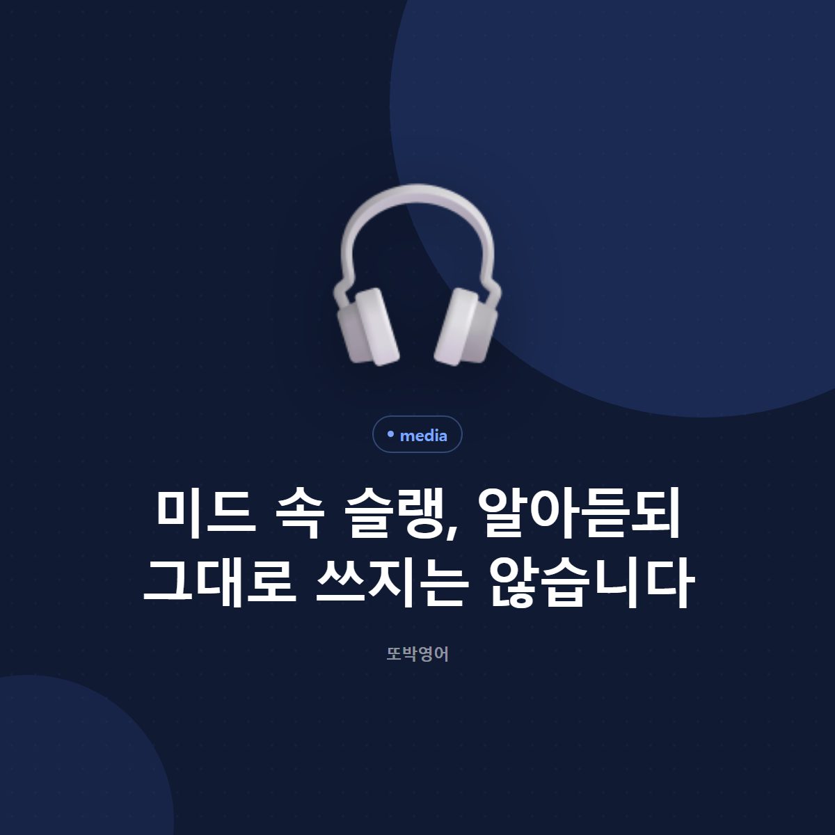 미드 속 슬랭, 알아듣되 그대로 쓰지는 않습니다