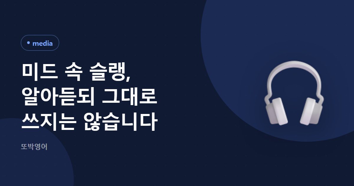 미드 속 슬랭, 알아듣되 그대로 쓰지는 않습니다