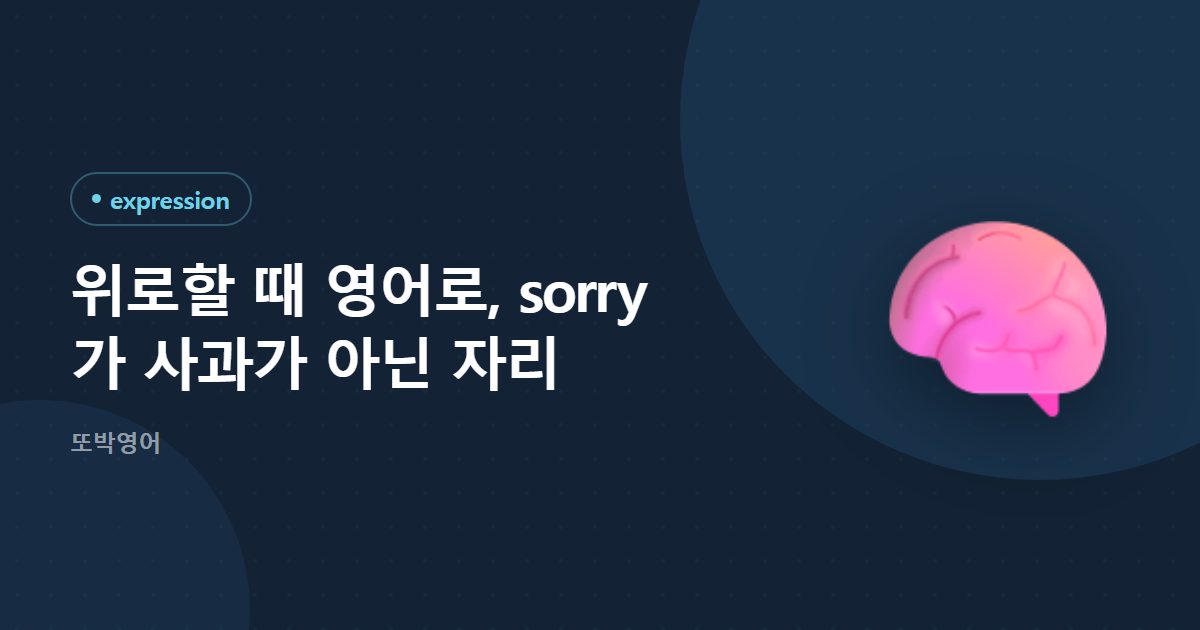 위로할 때 영어로, sorry 가 사과가 아닌 자리