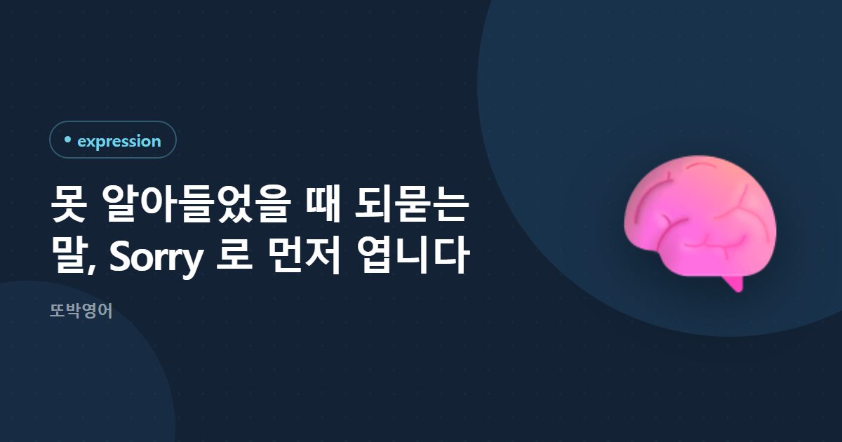 못 알아들었을 때 되묻는 말, Sorry 로 먼저 엽니다