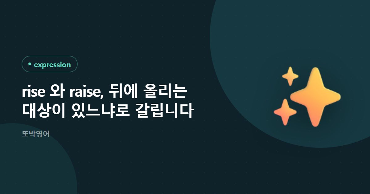 rise 와 raise, 뒤에 올리는 대상이 있느냐로 갈립니다
