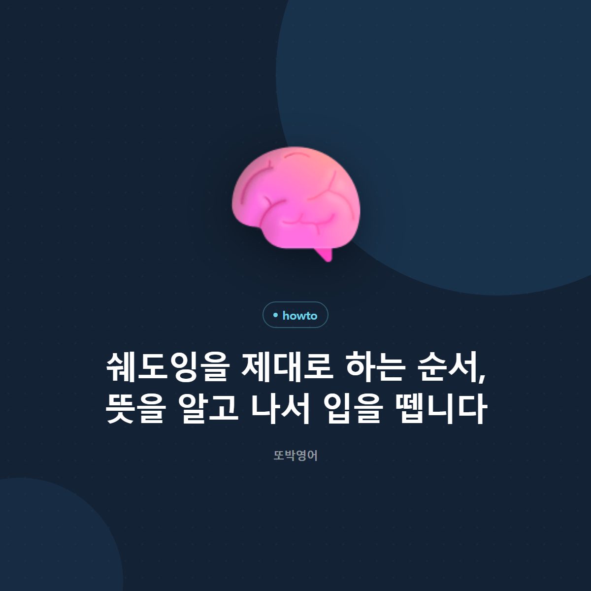 쉐도잉을 제대로 하는 순서, 뜻을 알고 나서 입을 뗍니다