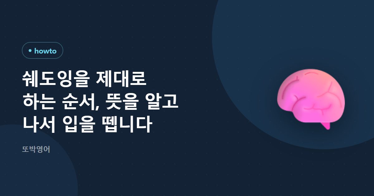 쉐도잉을 제대로 하는 순서, 뜻을 알고 나서 입을 뗍니다