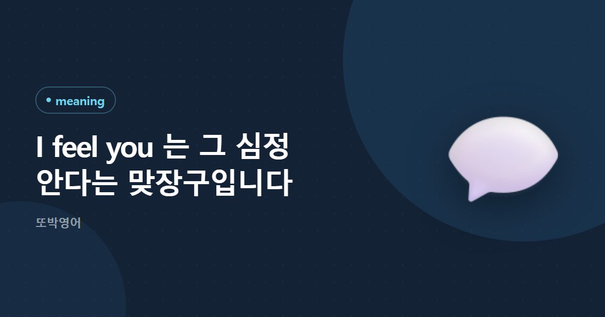 I feel you 는 그 심정 안다는 맞장구입니다