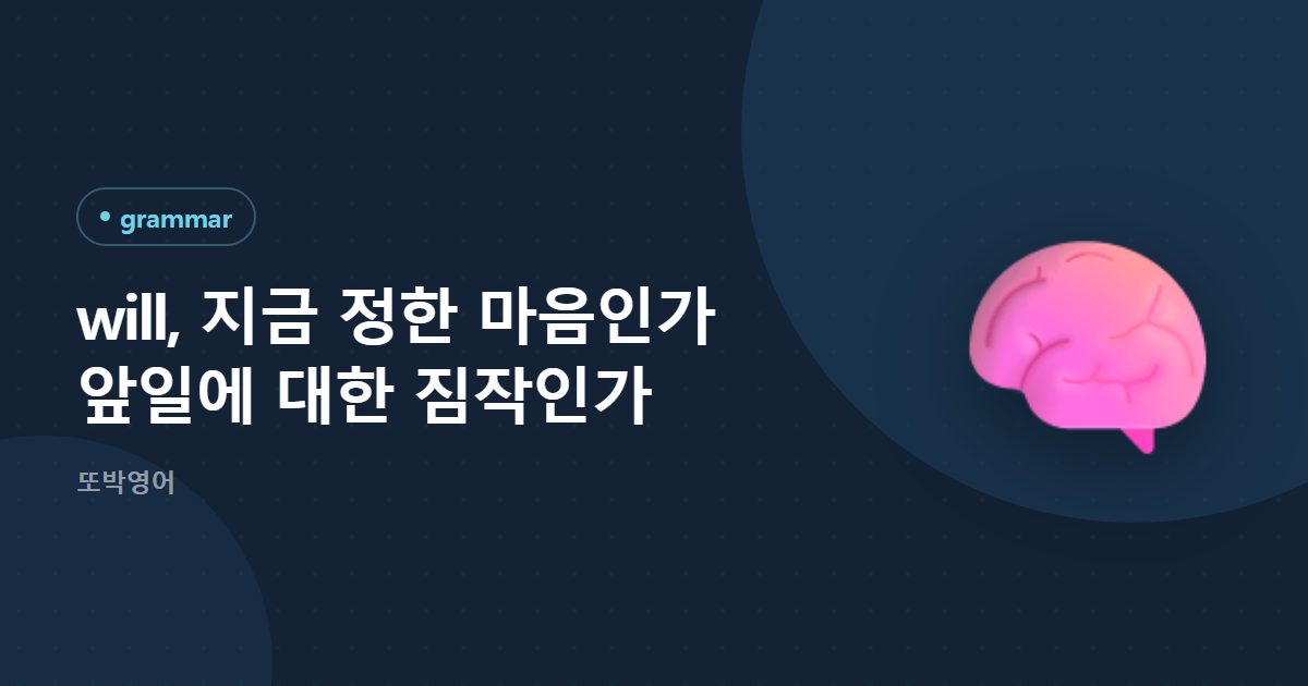 will, 지금 정한 마음인가 앞일에 대한 짐작인가