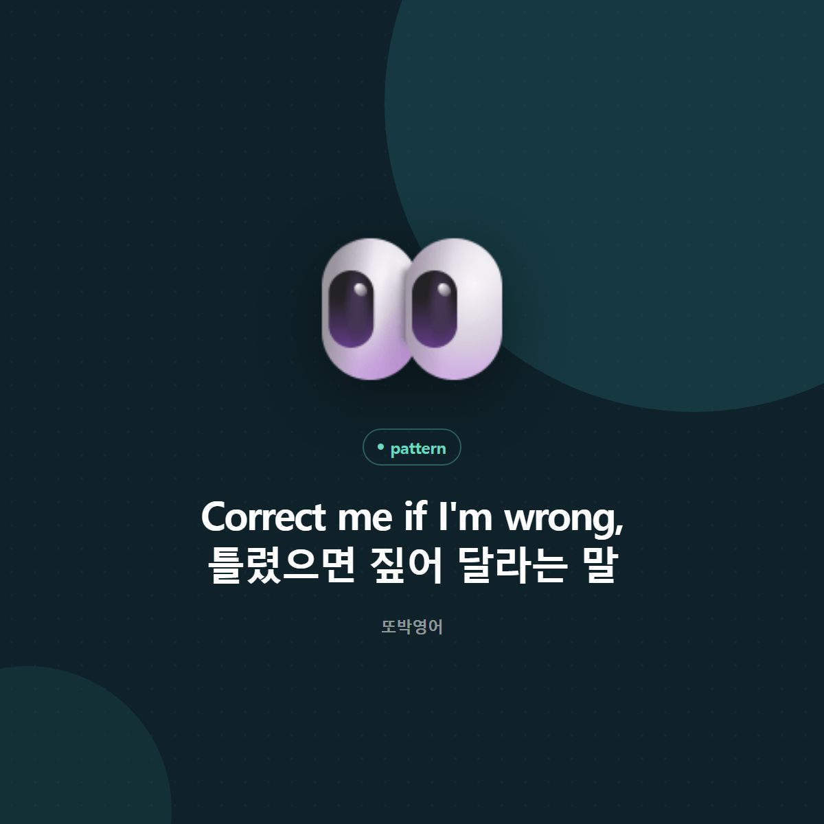 Correct me if I'm wrong, 틀렸으면 짚어 달라는 말