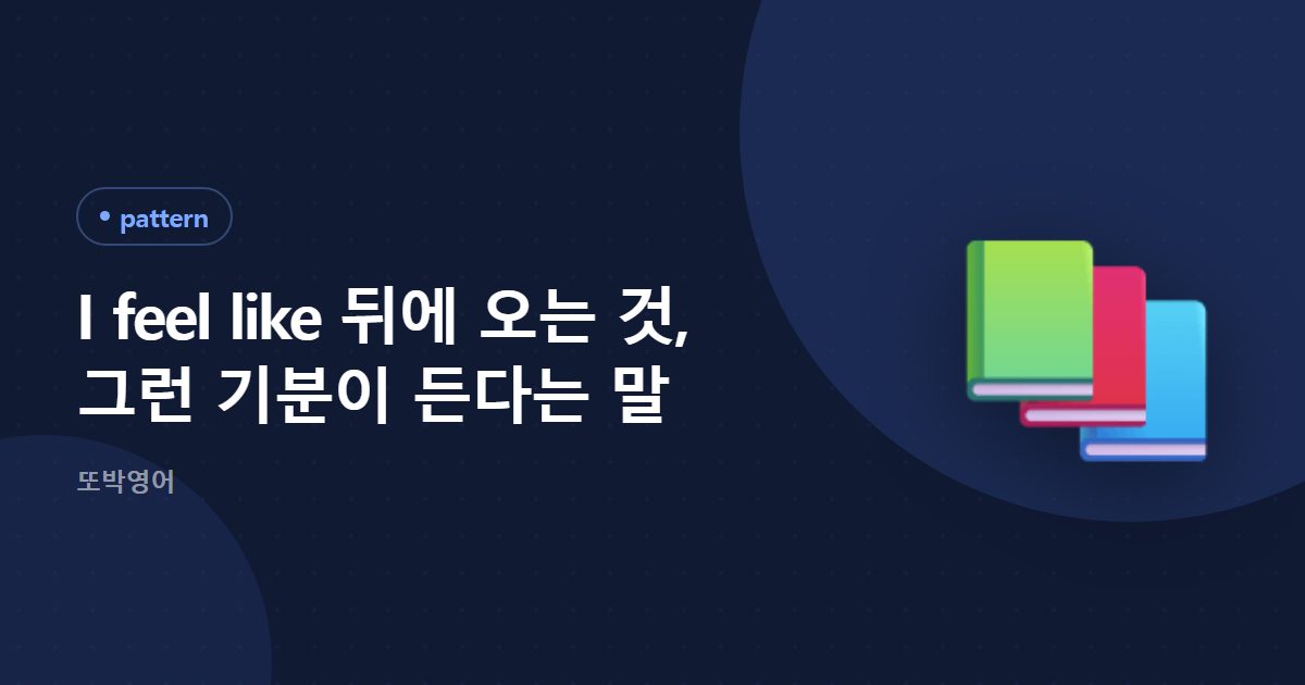 I feel like 뒤에 오는 것, 그런 기분이 든다는 말