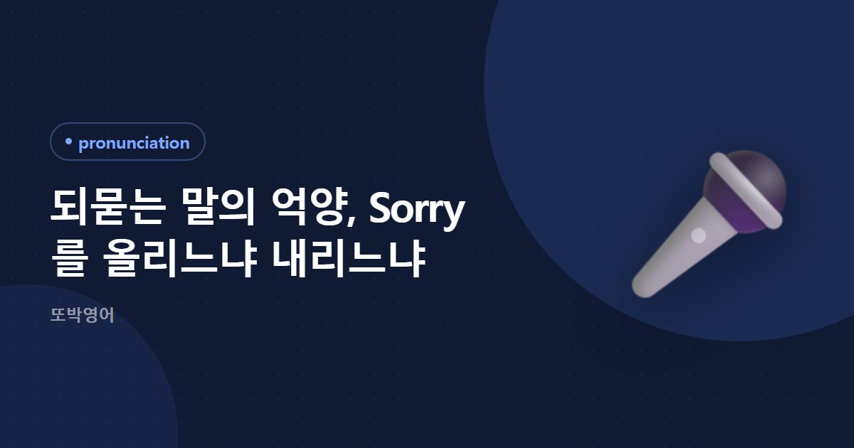되묻는 말의 억양, Sorry 를 올리느냐 내리느냐
