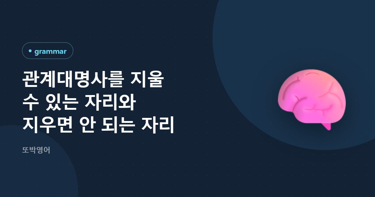 관계대명사를 지울 수 있는 자리와 지우면 안 되는 자리