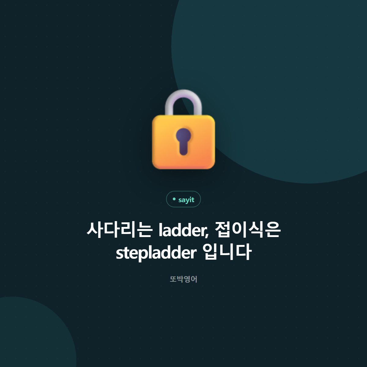 사다리는 ladder, 접이식은 stepladder 입니다