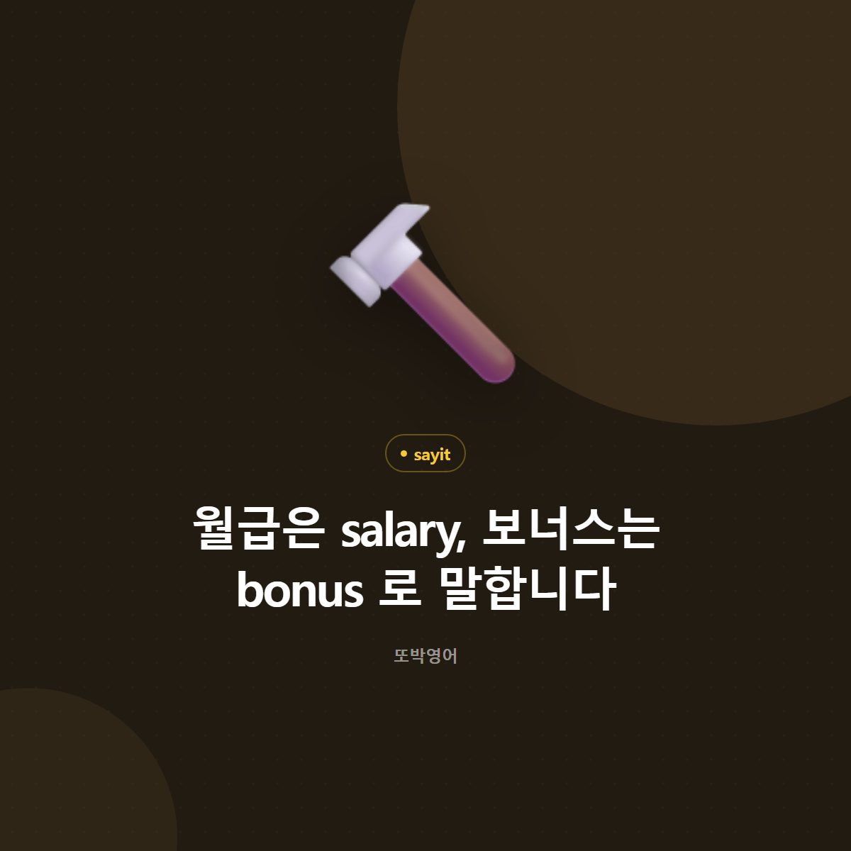 월급은 salary, 보너스는 bonus 로 말합니다