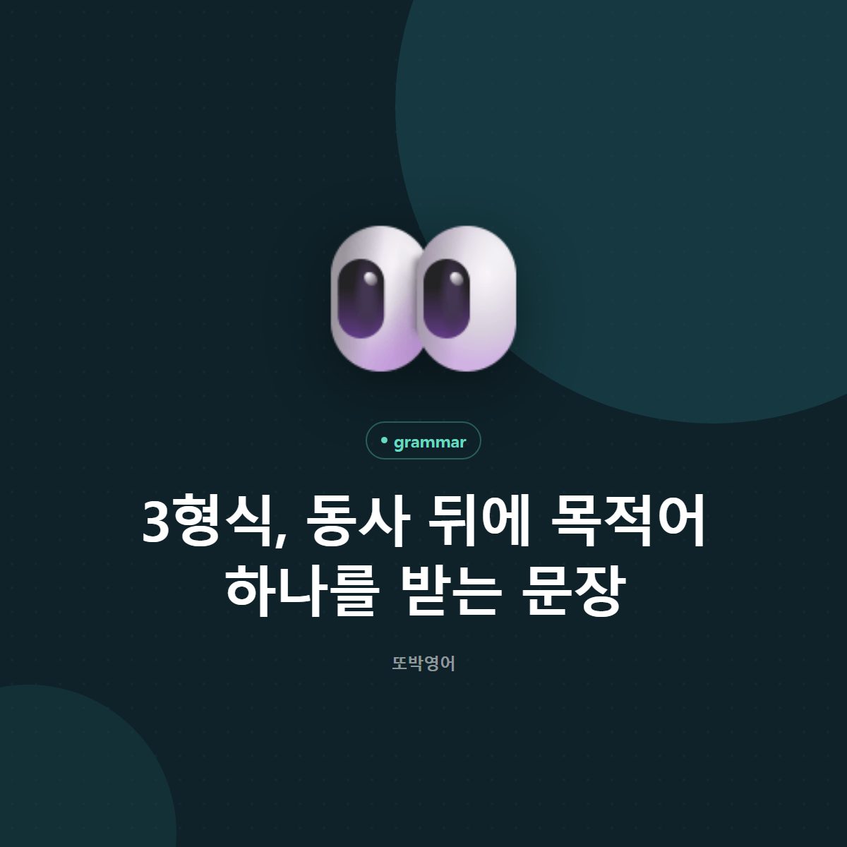 3형식, 동사 뒤에 목적어 하나를 받는 문장