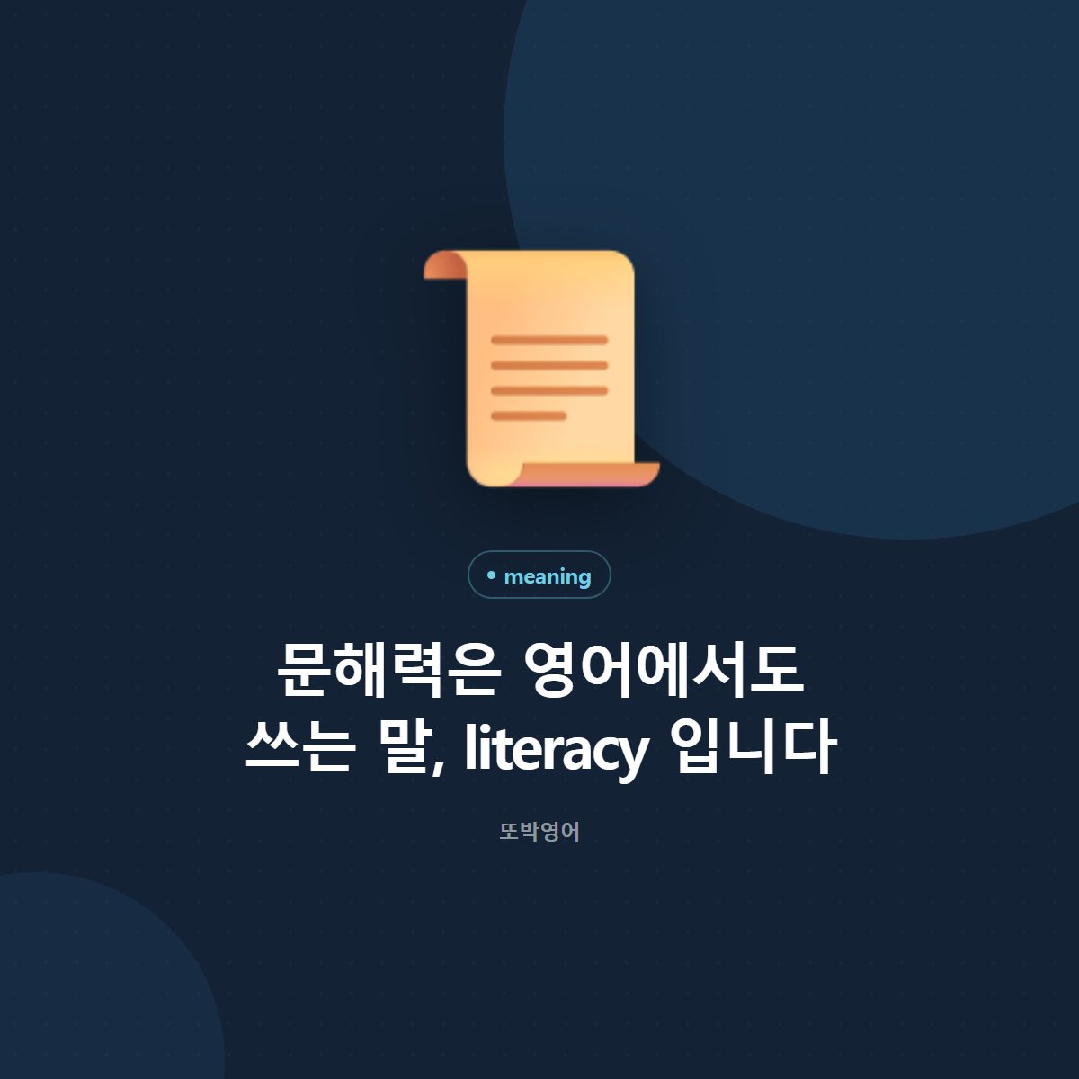 문해력은 영어에서도 쓰는 말, literacy 입니다