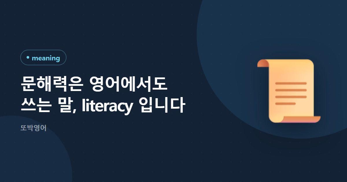 문해력은 영어에서도 쓰는 말, literacy 입니다